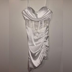 White Silk Selfie Leslie Lace Corset Dress